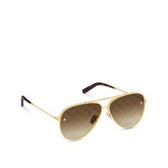 LOUIS VUITTON® - The Lv Pilot Sunglasses - Gradiant Brown Monogram Luxury Aviator Sunglasses With Mirrored Lenses, Luxury Polarized Aviator Sunglasses, Luxury Aviator Sunglasses With Uv Protection, Luxury Aviator Sunglasses, Elegant Monogram, Louis Vuitton Sunglasses, Monogram Pattern, Pilot Sunglasses, Aviator Style