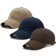 PRICES MAY VARY. Products include:3 pack baseball caps (1 x Dark Blue, 1 x Brown ,1 x Khaki). Three different colors of baseball hat to match your individuality. Meet your different needs and bring you a good mood every day. Economical dad hats bundle, low-profile, unconstructed, twill weaving technology, simple designs and solid colors which allows you to iron on your individual patches. Make it your unique personalized baseball cap that will make you the center of attention in the crowd. Plain Plain Baseball Caps, Vintage Baseball Cap, Profile Classic, Vintage Baseball Caps, Worship Leader, Hats Women, Hat For Men, Dad Gifts, Ultraviolet Rays