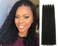 PRICES MAY VARY. Guohui Micro Faux loc Crochet Hair is one kind of sister locs, 100% handmade locs. Product Information: Width 0.15 "(0.4cm), 85g/pack, 5 packs/lot, folded 36 inch 48 strands(unfolded 72 inch 24 strands), 5 packs can make a full head. Basic DIY: Cut it to the length you need and install. Twist the cut tail will extend its use time. Advanced DIY: Made into waves or others but need more experiments，we suggest the hairstylist to try. There is a certain probability of getting a new h No Braid Crochet, Mini Afro, Small Locs, Faux Locs Crochet, Crochet Faux Locs, Afro Braids, Curly Crochet Hair Styles, Locs Crochet, Natural Hair Short Cuts