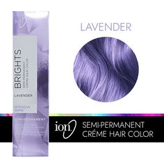 ion Color Brilliance Semi-Permanent Brights Hair Color are high-fashion hair colors designed to give vivid, boldly intense results. Ion Lavender Semi Permanent Hair Color | Purple | 2.05 oz. | Sally Beauty White Hair Toner, Lavender Hair Dye, Ion Color Brilliance, Lavender Hair Colors, Light Purple Hair, Hair Colour Design, High Fashion Hair, Dyed Hair Purple, Hair Tint