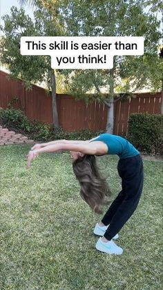 Back bends are WAY EASIER than you think! #gymnastics #tumbling #backbend #cheer #dance #acro How To Spot A Back Handspring, Back Bend Tutorial, Back Hand Spring Drills, Gymnastics Skills Videos, Gymnastic Tutorials, Tumbling Exercises, Easy Gymnastics Moves, Easy Stunts, Back Handspring Drills