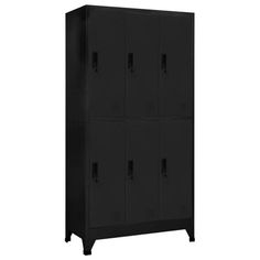 a black metal locker with four doors