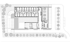 an aerial view of the ground plan for a building with multiple floors and several windows