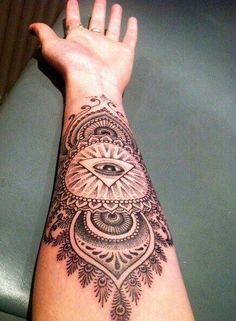 a person's arm with a tattoo on it and an eye in the middle