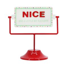 "Find the 7.5\" Naught & Nice Tabletop Sign by Ashland® at Michaels. This tabletop accent features \"Naughty\" on one side and \"Nice\" on the other side. This tabletop accent features \"Naughty\" on one side and \"Nice\" on the other side. It is perfect for sprucing up your holiday décor. Pair it with other seasonal pieces to create a lovely display. Details: Red, white, and green 7.5\" x 4\" x 7.5\" (19cm x 10.16cm x 19cm) MDF, iron, and plywood For indoor use | 7.5\" Naught & Nice Tabletop Si Tabletop Signs, Table Top, Christmas Decorations, Signs, Holiday Decor, 10 Things