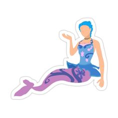 a woman sitting on top of a purple mermaid sticker