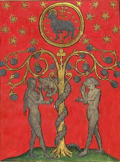 an illustration of two men standing next to a tree