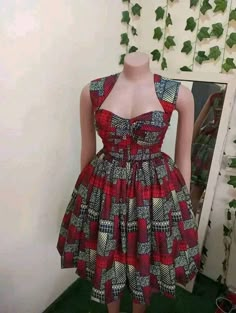 Short Chitenge Dress, Nigeria Ankara Styles, Casual Ankara Dresses, Different Neck Designs, Kitenge Short Circular Dress Designs, Ankara Dress Styles For Teenagers, Akara Traditional Short Dresses, Corset Chitenge Dress, Kitenge Dress Designs