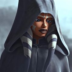 a star wars character with a hood on