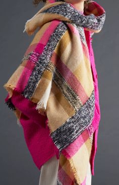 Nwt, Anthropologie Pretty Blanket Scarf In Golden Tan, Pink, Black & White. 52" X 48" S1 Pretty Blanket, Pretty Blankets, Anthropologie Style, Golden Tan, Plaid Blanket Scarf, Anthropologie Accessories, Plaid Blanket, Bhldn Weddings, Blanket Scarf