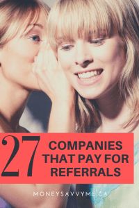 two women with their faces close to each other and the words, 27 companies that pay for referals