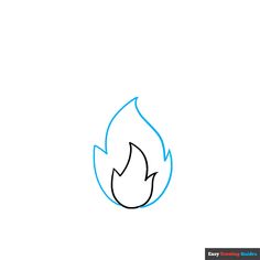 a blue line drawing of a fire