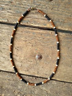 Seed Bead Necklace For Men, Necklace Men Diy, Wooden Necklace Handmade, Necklace Man, Man Necklace, Brown Beaded Necklace, Mens Beaded Necklaces, Beaded Necklace Patterns, Necklace Wood