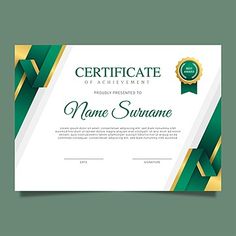 certificate template with green and gold stripes