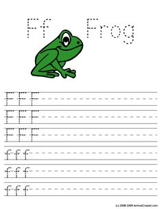 the letter f is for frog worksheet with an image of a frog on it