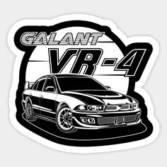 a black and white image of a car with the words glamp vr4 on it