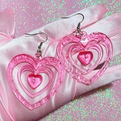 Size: Standart Y2k Earrings, Pink Heart Earrings, Pink Y2k, Y2k Pink, Heart Shaped Earrings, Girls Earrings, Y2k Aesthetic, Pretty Jewellery, Heart Earrings