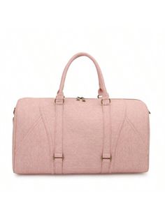 Pink Casual,Cute,Elegant,Glamorous,Preppy,Sporty,Unisex,Vacation,Fashionable,Minimalist Collar  Pu Colorblock Duffel Bag,Fashion Travel Bag Embellished   Luggage & Travel Gear Pink Duffle Bag, Sleepover Party, Bff Gifts, Spring Colors, Bag Fashion, Travel Gear, Weekender Bag, Duffel Bag, Beach Bag