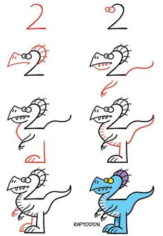 how to draw a cartoon dinosaur step by step instructions for children and adults with pictures