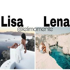 two pictures with the words lilasa lena and an image of a woman sitting on a ledge