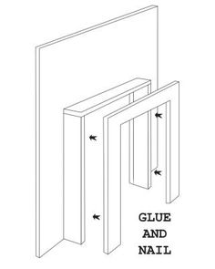 the diagram shows how to use glue and nail on wood paneling, including two pieces of plywood