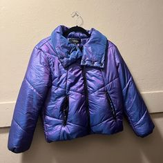 Beautiful Coffeeshop Puffer Jacket, Blue/Purple Color, Lightweight And Super Cute For Winter! Only Worn Once, Basically Brand New. Puffer Jacket, Purple Color, Blue Purple, Coffee Shop, Blue And Purple, Puffer, Jackets & Coats, Super Cute, Jackets For Women