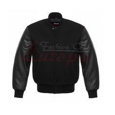 black varsity jacket leather sleeves College Jacket, Leather Varsity Jackets, College Jackets