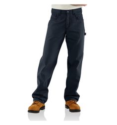 PRICES MAY VARY. Carhartt Company Gear Collection Flame-resistant canvas pant with five-pocket styling featuring zip fly with button NFPA 70e compliant 8.5 ounce canvas Leg opening: 19" Clown Pants, Canvas Pants, Safety Clothing, Cat 2, Work Safety, Loose Pants, Best Jeans, Carhartt Mens, Dark Navy