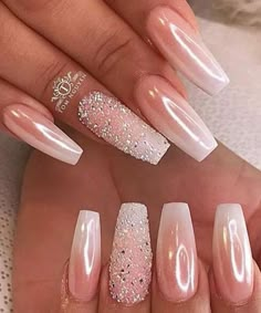 Metallic Nails Design, Cute Spring Nails, Nagel Tips, Metallic Nails, Nails Spring, Bride Nails, Pink Acrylic, Spring Fever, Pink Acrylic Nails