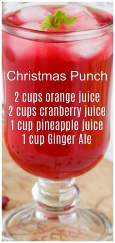 christmas punch recipe with 2 cups orange juice and cranberry juice for 1 cup pineapple juice