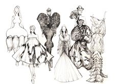 sketches of fashions from the fall 2009 runway