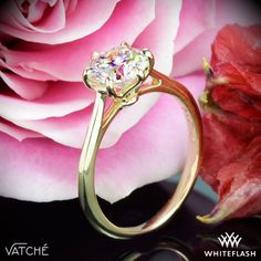 a close up of a ring with a flower in the background