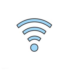 the wifi symbol is shown in blue on a white background with black outlines