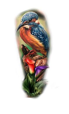 a colorful bird sitting on top of a flower