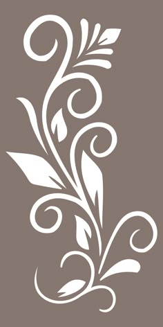 a white floral design on a brown background