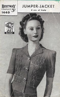 an old fashion magazine cover with a woman wearing a sweater