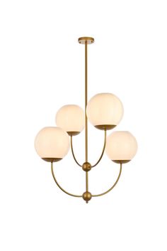 Elegant Lighting - LD653D30BR - Four Light Pendant - Lennon - Brass And White Glass Globe Chandelier, Bubble Lights, Elegant Furniture, Globe Lights, Elegant Lighting, Beautiful Lamp, Mid Century Modern Style, Glass Globe