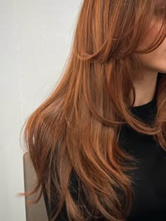 Copper And Gold Hair, 90s Blowdry, Bright Copper Hair With Highlights, Ginger Long Bob, Bronze Copper Hair, Brunette Ginger Hair, Dark Ginger Hair Color, Ginger Brunette Hair, Strawberry Brunette Hair