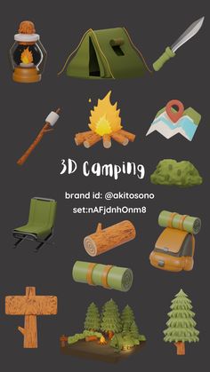 an advertisement for a camping event with various items