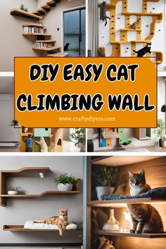 the diy easy cat climbing wall is great for cats to climb up and down