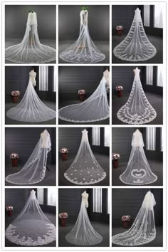 wedding veils are shown with different angles and sizes, including the top one in white