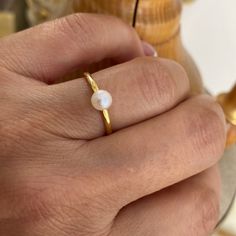 New Gold Plated Over Sterling Silver Dainty Synthetic Pearl Ring Size 7 Comes In A Beautiful Jewelry Box White Pearl Ring, 7 Rings, Pearl Ring, White Pearl, Womens Jewelry Rings, Pearl White, Beautiful Jewelry, Jewelry Box, Ring Size