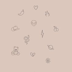 an image of various symbols drawn on a pink background with the words love written below them