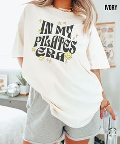 Know someone who teaches pilates or is a pilates lover? Get them this funny pilates t shirt! It's a perfect gift for the holidays. Our heavy blend shirts are made from 100% ring spun cotton and are double stitched on all seams as well as pre-shrunk for superior product durability. This shirt has a relaxed fit. For an oversized, dress look, please size up twice. Purchase does not include photo props. ⭐Shipping ⭐ All of our products have free shipping. Our goal is to ship your order out as quickly Pilates Shirt, Trendy Shirt Designs, Gym Fits, Oversized Look, Shirt Print Design