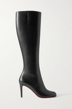 Find CHRISTIAN LOUBOUTIN Pumppie 85 Leather Knee Boots on Editorialist. Christian Louboutin's 'Pumppie' boots are classic, but that doesn't mean they're not striking. Finished with red-lacquered soles, they're made from leather in a knee-high silhouette elongated by 85mm stilettos. Louboutin Kate, Christian Louboutin Kate, Christian Louboutin Boots, Dr Shoes, Leather Knee Boots, Black Boots Tall, Christian Louboutin Women, Pointed Toe Boots, Stiletto Boots