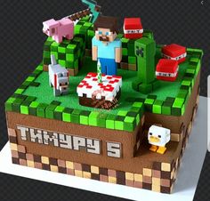 an image of a cake made to look like minecraft