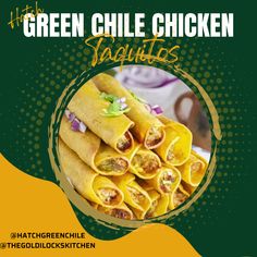 the green chile chicken naquitass are stacked on top of each other