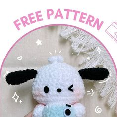 a hand holding a stuffed animal with the caption free pattern