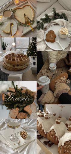 a collage of photos with gingerbreads and cookies