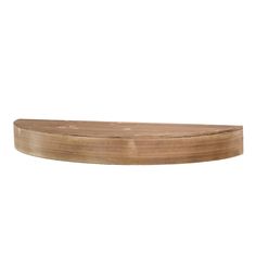 a round wooden shelf on a white background